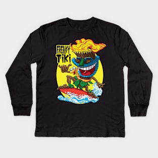 Freaky Tiki Surfer Kids Long Sleeve T-Shirt